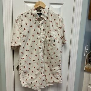 Eddie Bauer SZ TL Classic Fit Men’s Button Down Bigfoot Yeti Camp Shirt Novelty